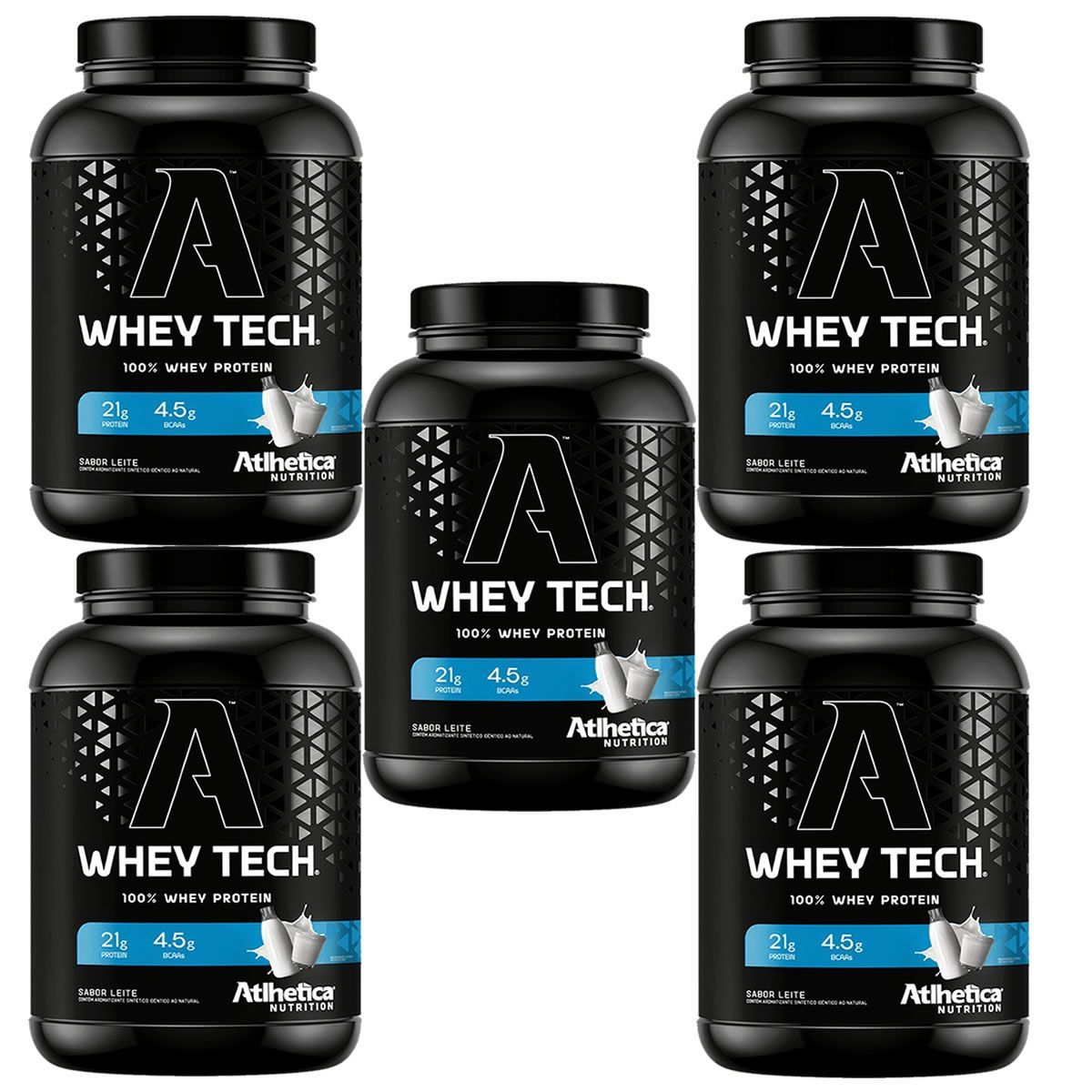Kit 5X Whey Tech - 900g Leite - Atlhetica Nutrition