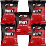 Kit 5X Whey Ultra Protein - 900g Refil Morango - FTW