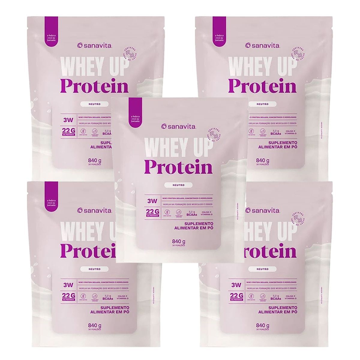Kit 5X Whey Up 3W - 840g Neutro - Sanavita