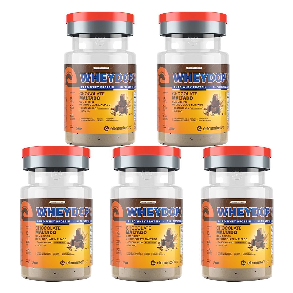 Kit 5X WheyDop - 25g Chocolate Maltado - ElementoPuro