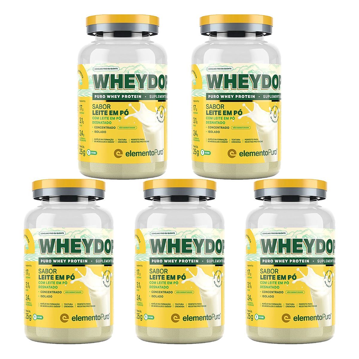 Kit 5X WheyDop X - 900g Leite em P� - ElementoPuro