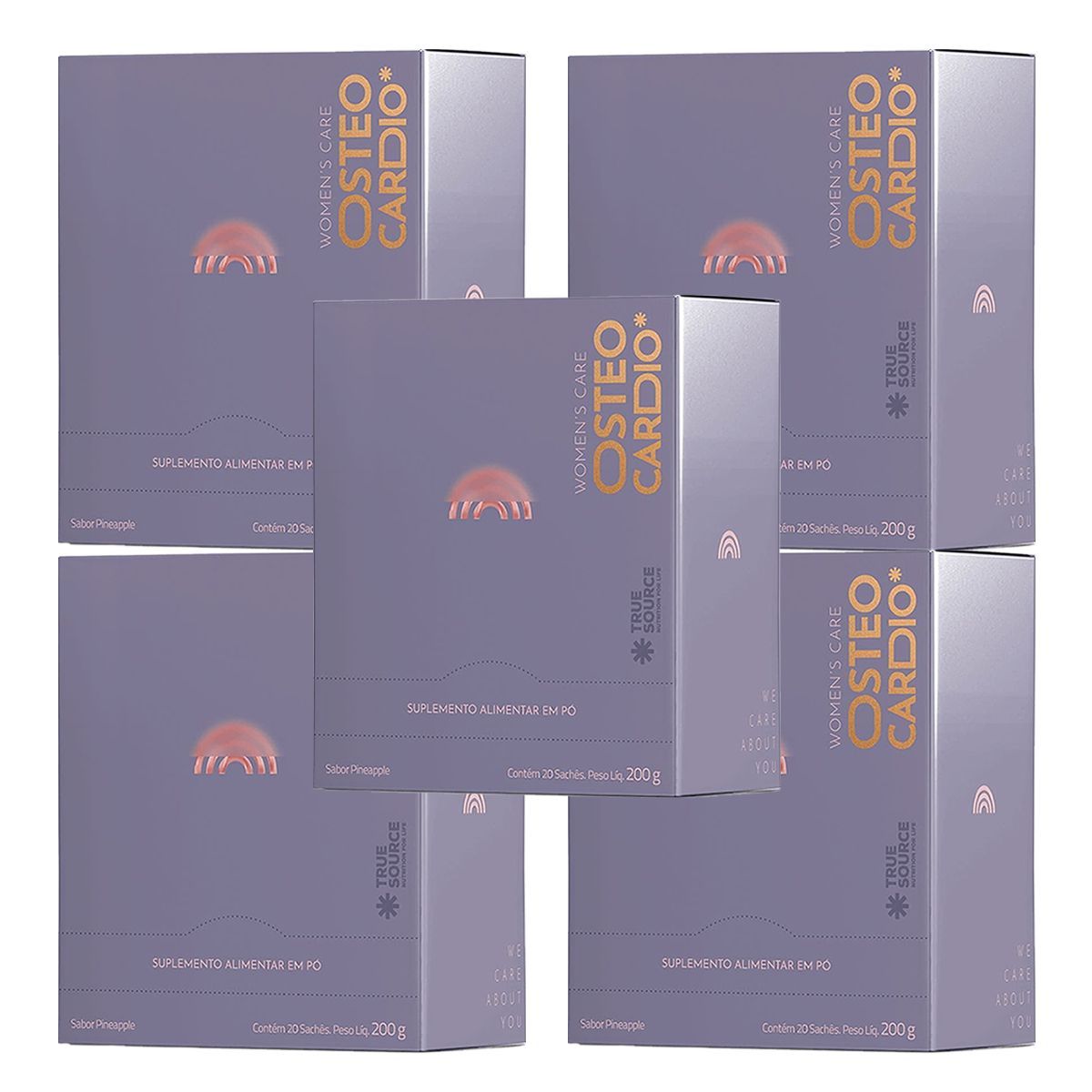 Kit 5X Womens Care Osteocardio - 20 Sach�s 10g Pineapple - True Source