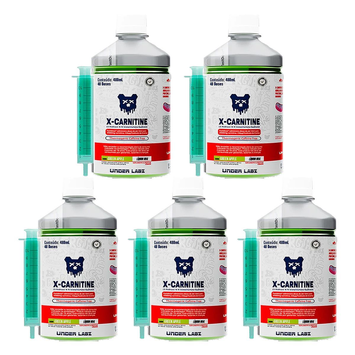Kit 5X X-carnitine -�480ml Green Apple - Under Labz