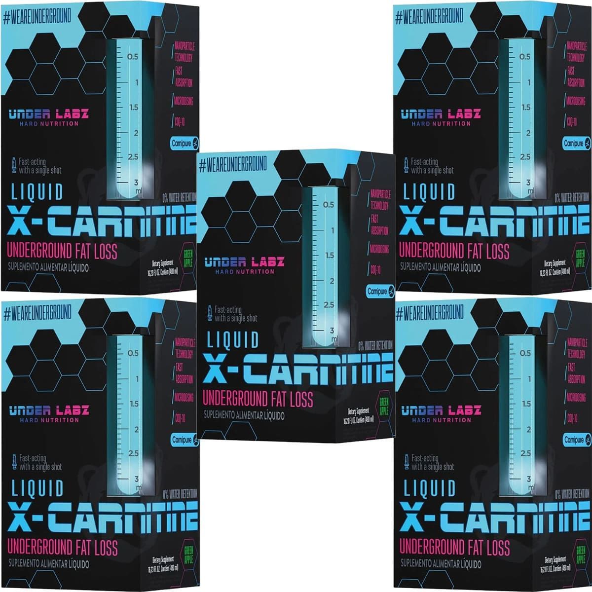 Kit 5X X-Carnitine - 480 ml Green Apple - Under Labz