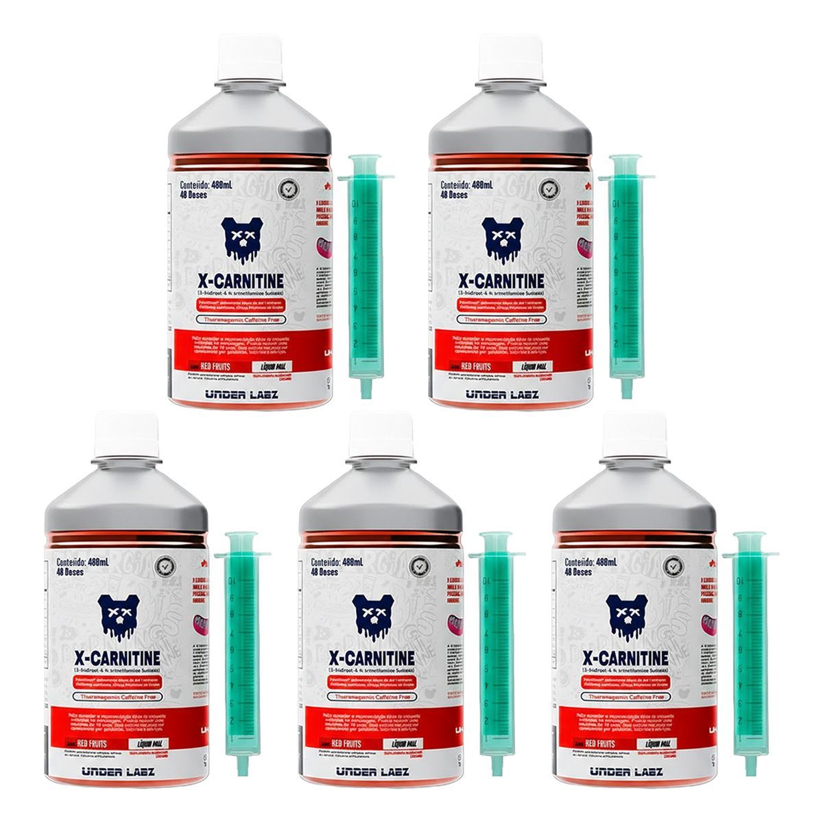 Kit 5X X-carnitine - 480ml Red Fruits - Under Labz