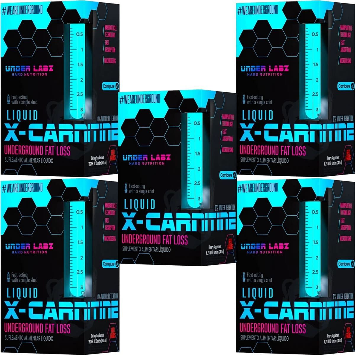 Kit 5X X-Carnitine Liquid - 240ml Red Fruits - Under Labz