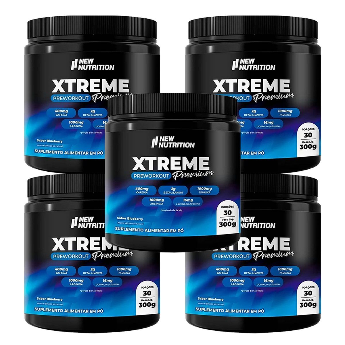 Kit 5X Xtreme Premium - 300g Blueberry - Newnutrition