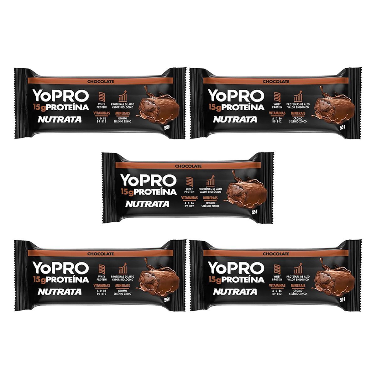 Kit 5X YoPRO - 1 Barra 55g Chocolate - Nutrata