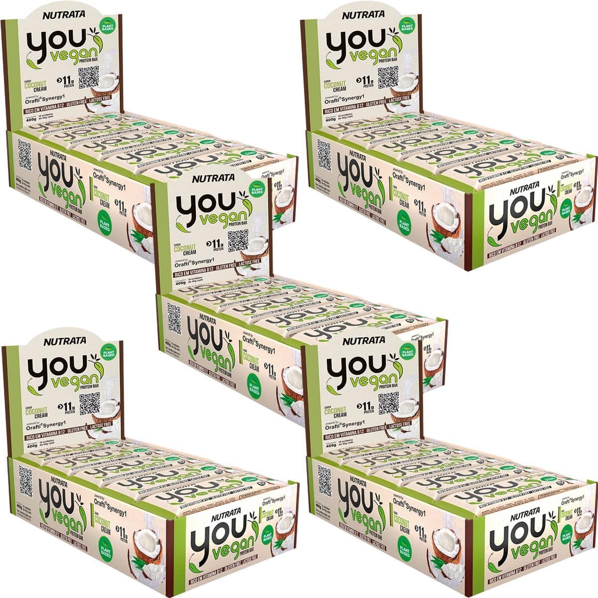 Kit 5X You Vegan Protein Bar - 10 Unidades 40g Coconut Cream - Nutrata