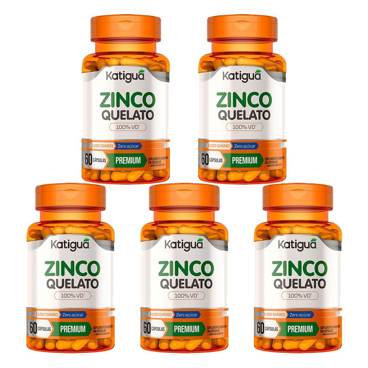 Kit 5X Zinco Quelato - 60 C�psulas - Katigu�