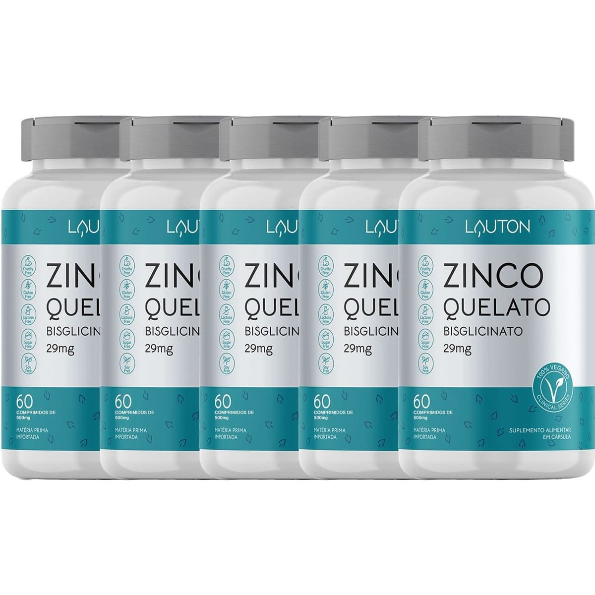 Kit 5X Zinco Quelato - 60 Comprimidos - Lauton Nutrition