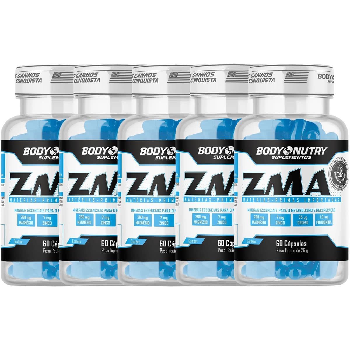 Kit 5X ZMA Body Power Cromo Picolinato - 60 C�psulas - Body Nutry