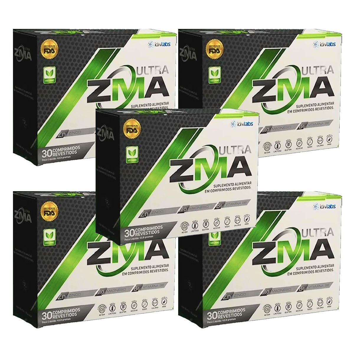 Kit 5X Zma Ultra - 30 Comprimidos Revestidos - Idn Labs