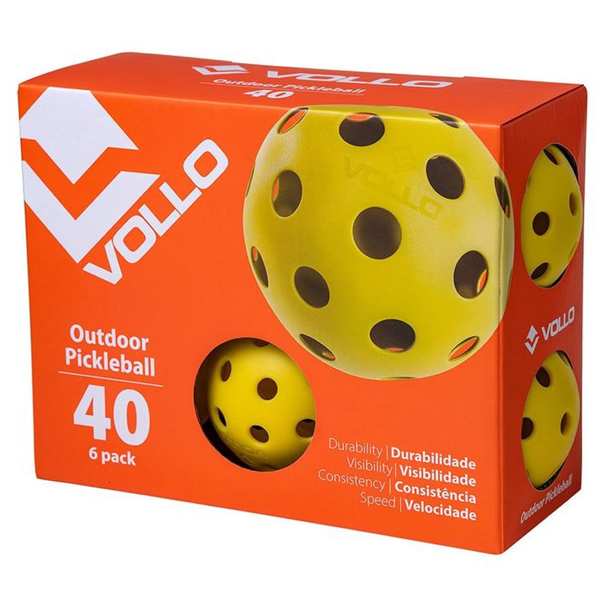 Kit 6 Bolas Pickleball 40 Furos - Vollo Sports