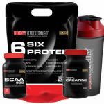 Kit 6 Six Protein - Refil 2000g Baunilha + BCAA 800 120 Tab + 100% Creatine 100g + Coqueteleira 600ml - BodyBuilders