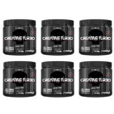 Kit 6X Creatina Turbo Monohidratada - 150g Sem Sabor - Black Skull