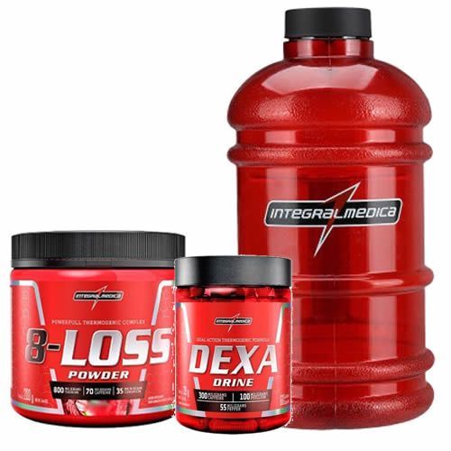 Kit 8 Loss Powder 200g Energy Drink + Dexa Drine 60 C�psulas + Gal�o Vermelho 2,2 litros - IntegralMedica