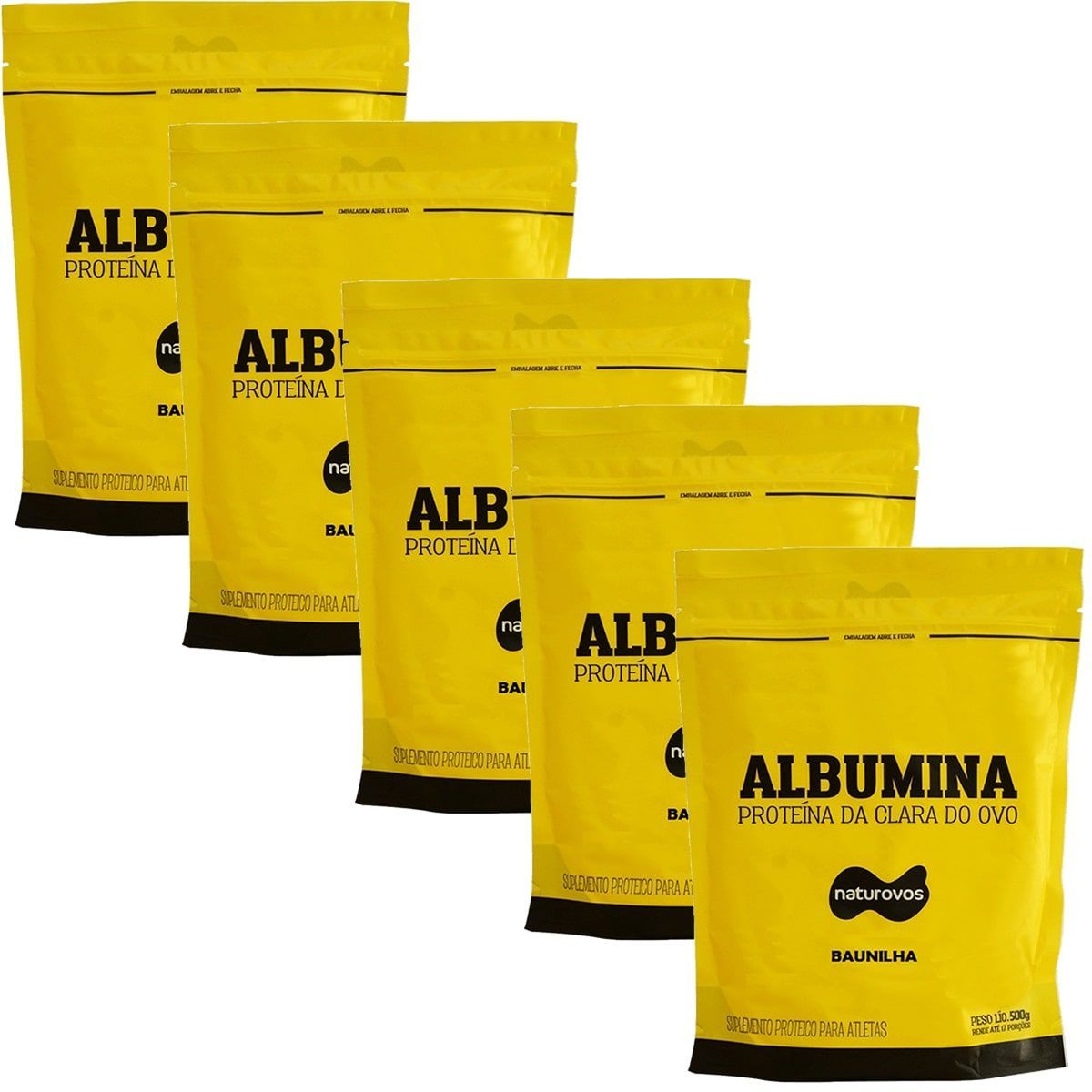 Kit 5X Albumina - 500g Refil Baunilha - Naturovos