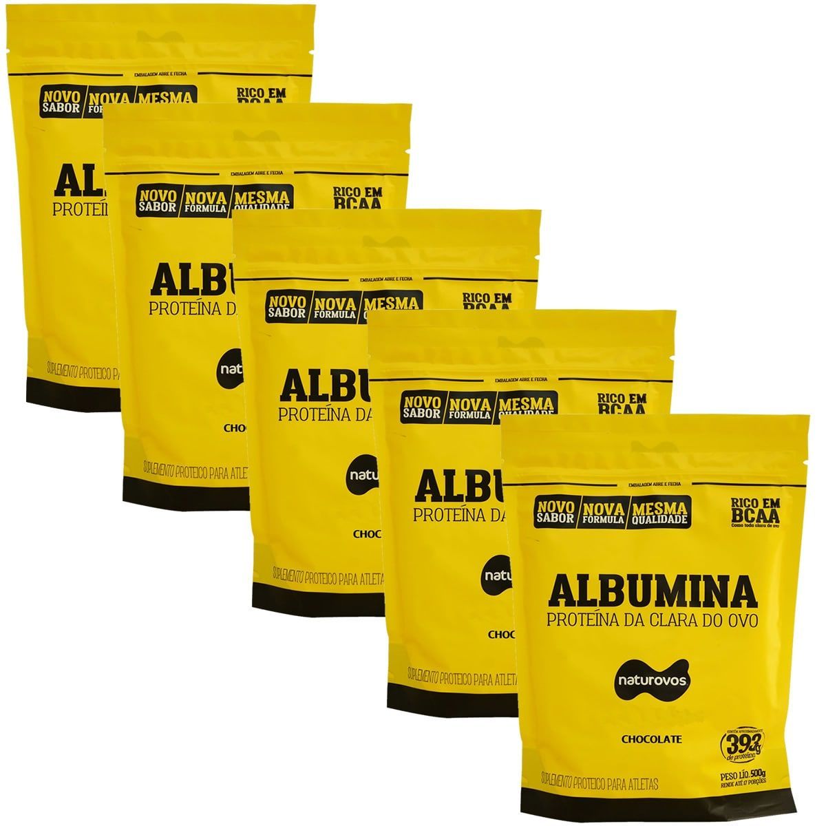 Kit 5X Albumina - 500g Refil Chocolate - Naturovos