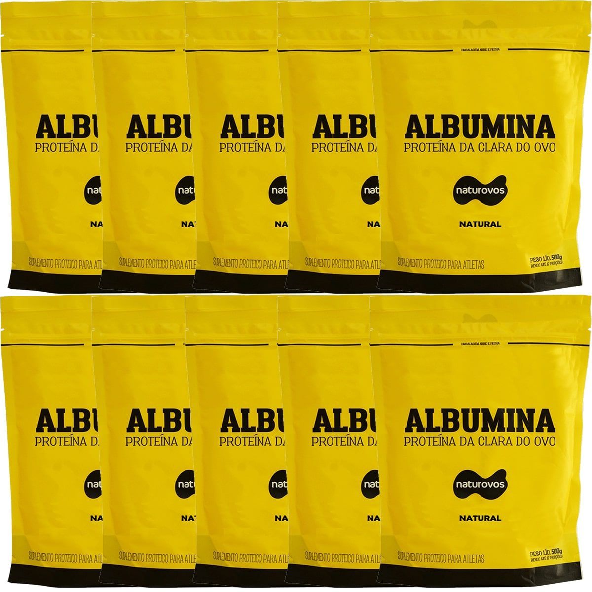 Kit 10 Albumina - 500g Refil Natural - Naturovos