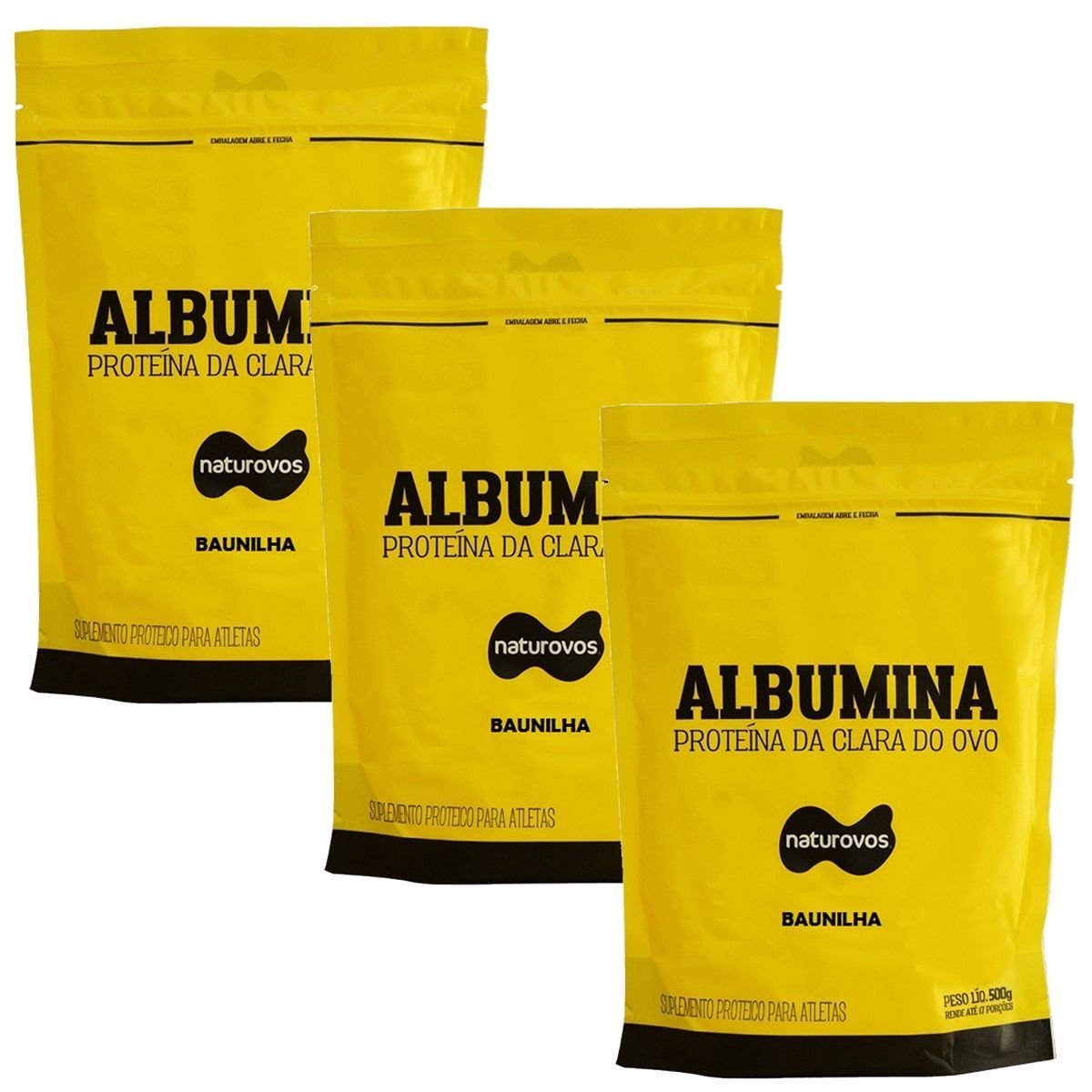 Kit 3X Albumina Refil - 500g Baunilha - Naturovos