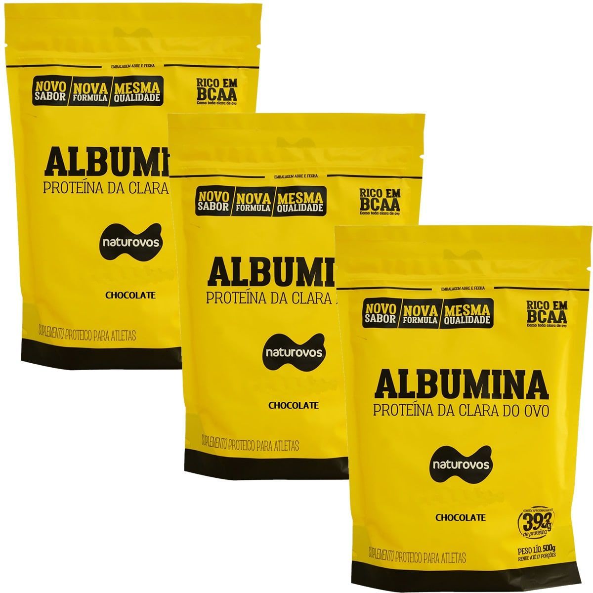 Kit 3x Albumina Refil - 500g Chocolate - Naturovos