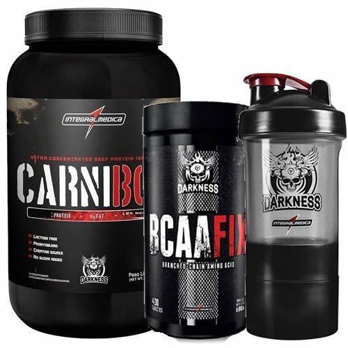 Kit Carnibol Chocolate 907g + BCAA Fix 400 Tabs + Coqueteleira 400ml - Integralm�dica
