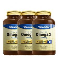 Kit com 3 - Omega 3 1000mg - 200 c�psulas - VitaminLife