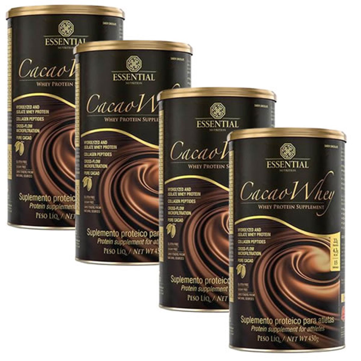 Kit com 4 Cacao Whey - 450g - Essential Nutririon