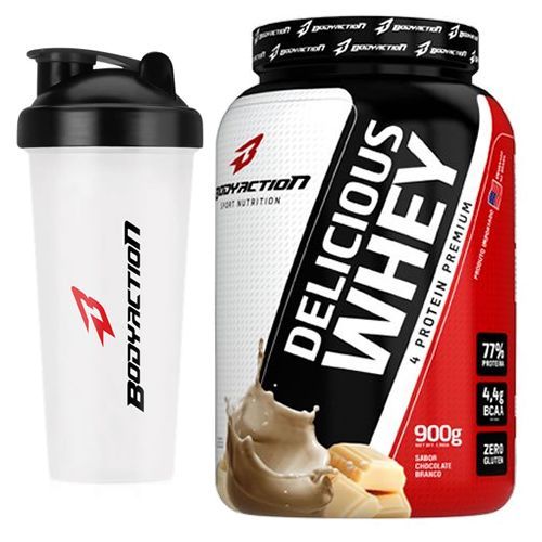 Kit - Delicious Whey - 900g Chocolate Branco + Coqueteleira - BodyAction