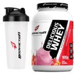 Kit - Delicious Whey - 900g Milkshake de Morango + Coqueteleira - BodyAction