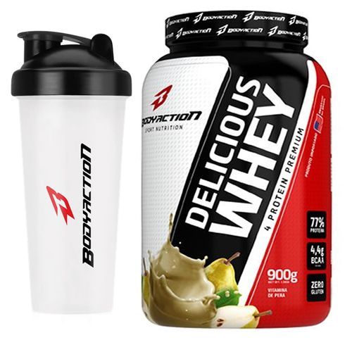 Kit - Delicious Whey - 900g Vitamina de Pera + Coqueteleira - BodyAction