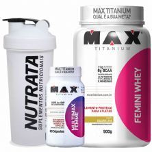 Kit Femini Whey Baunilha + Multimax Femme 60 c�ps + Gr�tis Coqueteleira - Max Titanium