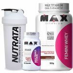 Kit Femini Whey Chocolate + Multimax Femme 60 c�ps + Gr�tis Coqueteleira - Max Titanium