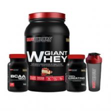 Kit Giant Whey 900g Baunilha + BCAA 120 Caps + Creatine 100g + Coque - Bodybuilders