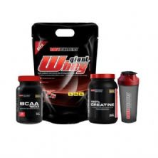 Kit Giant Whey Refil 2kg Chocolate + BCAA 120 caps + Crea 300g + Coque - Bodybuilders