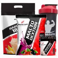 Kit - Hard Mass 3000g Banana com Ma�a + Malto Dextrin 1000g Guarana C/ A�a� + Creatine 70g + Coqueteleira - BodyAction