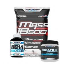 Kit Mass 18500 - 1kg Morango + Creatina 100g + Bcaa 50 caps - Body Nutry