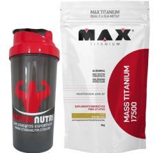 Kit Mass Titanium 17500 - 3000g Baunilha + Coqueteleira - Max Titanium