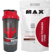 Kit Mass Titanium 17500 - 3000g Chocolate + Coqueteleira - Max Titanium