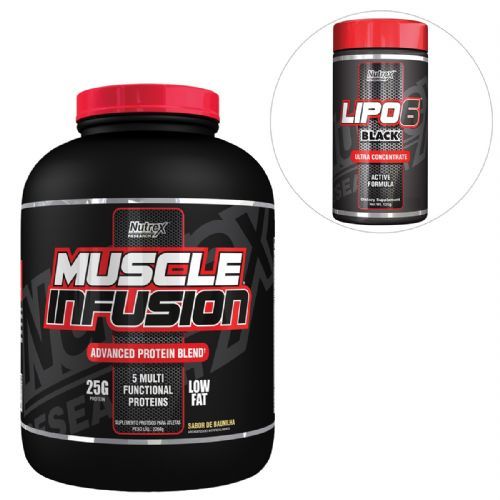 Kit Muscle Infusion - 2268g Baunilha + Lipo 6 Black Powder Brazil - Blue Rasp 120g  Nutrex