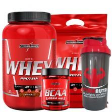Kit Nutri Whey 907g Chocolate + Refil+ BCAA 90 c�ps + Coque - Integralm�dica