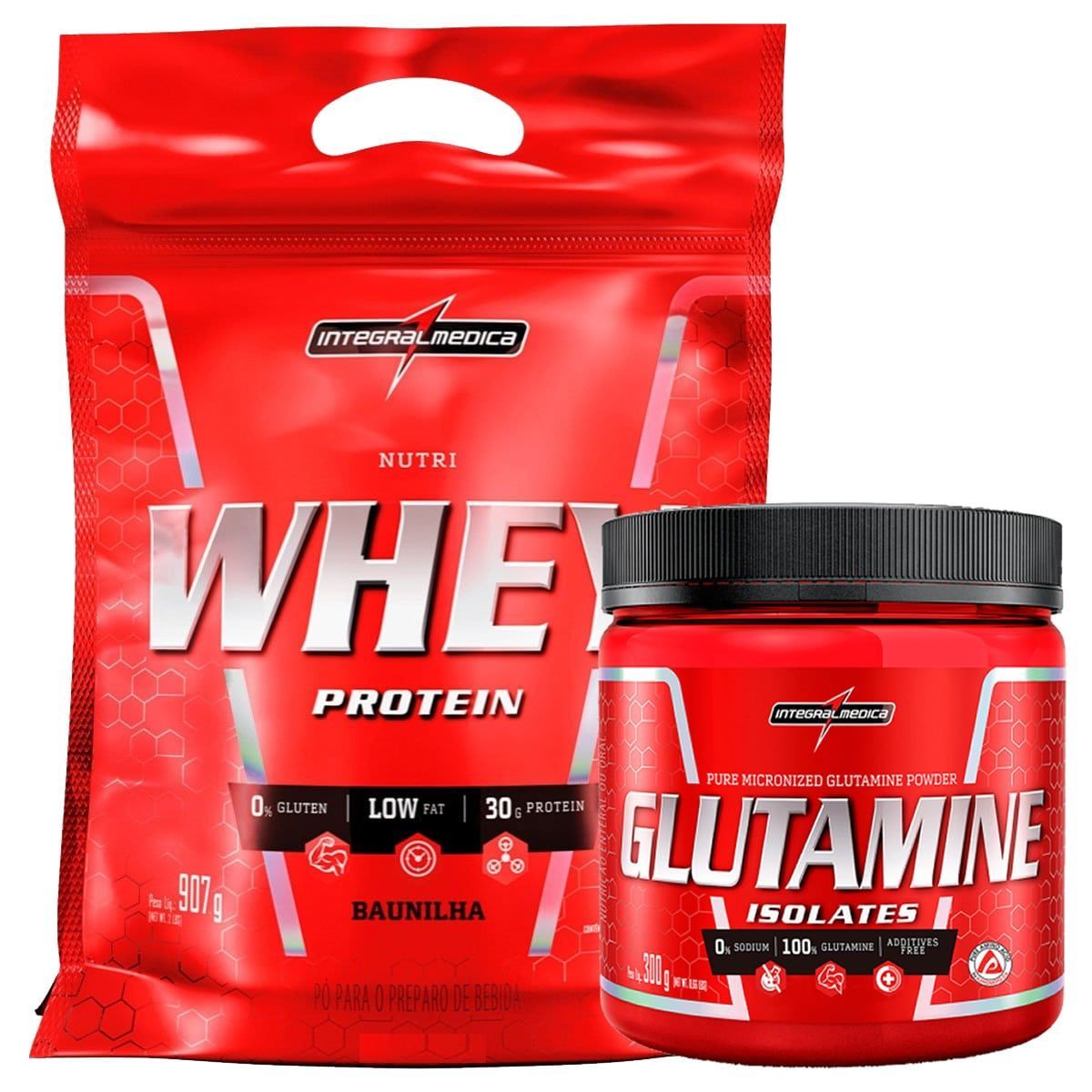 Kit Nutri Whey Baunilha + Glutamine 300g - IntegralM�dica
