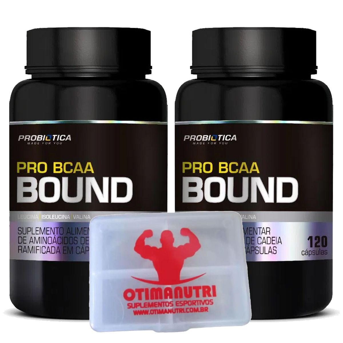 Kit Pro BCAA Bound 120 C�psulas + Porta C�ps - Probi�tica