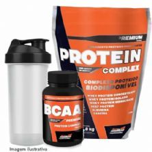 Kit Protein Complex 1800g Vit. + BCAA 120 Tabs + Coqueteleira - New Millen