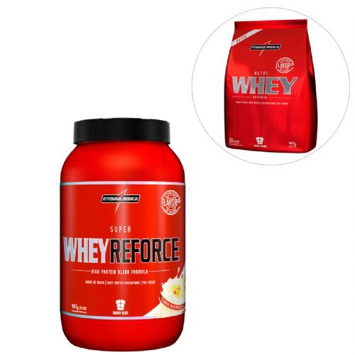 Kit Super Whey Reforce Baunilha 907g + Nutri Whey Protein Chocolate 907g Refil - Integralm�dica