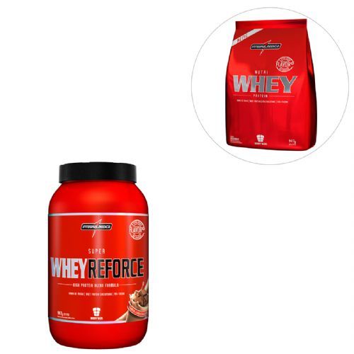 Kit Super Whey Reforce Chocolate 907g + Nutri Whey Protein Morango 907g Refil - Integralm�dica