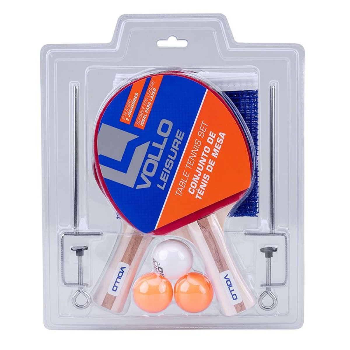 Kit T�nis de Mesa Ping Pong - 2 Raquetes  3 Bolas e 1 Rede - Vollo Sports