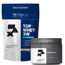 Kit Top Whey 3W - 1800g Refil Baunilha + Creatina - 300g - Max Titanium