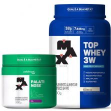Kit Top Whey 3W 900g Baunilha + Palatinose 300g Uva - Max Titanium
